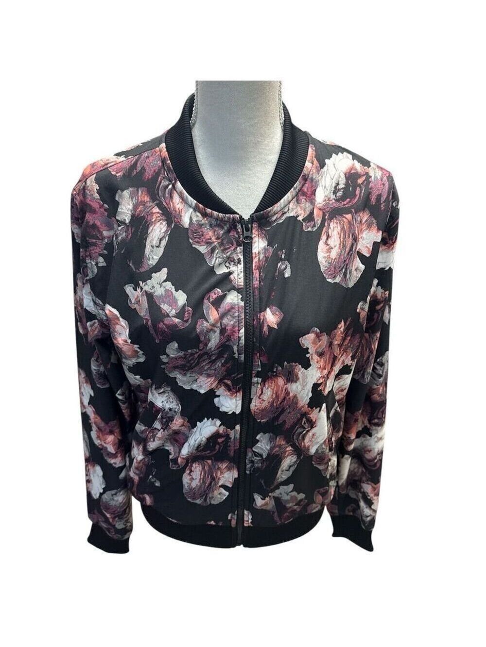 Victoria's Secret Sport Women's Floral Bomber Jacket Black Size XS (Oversized)